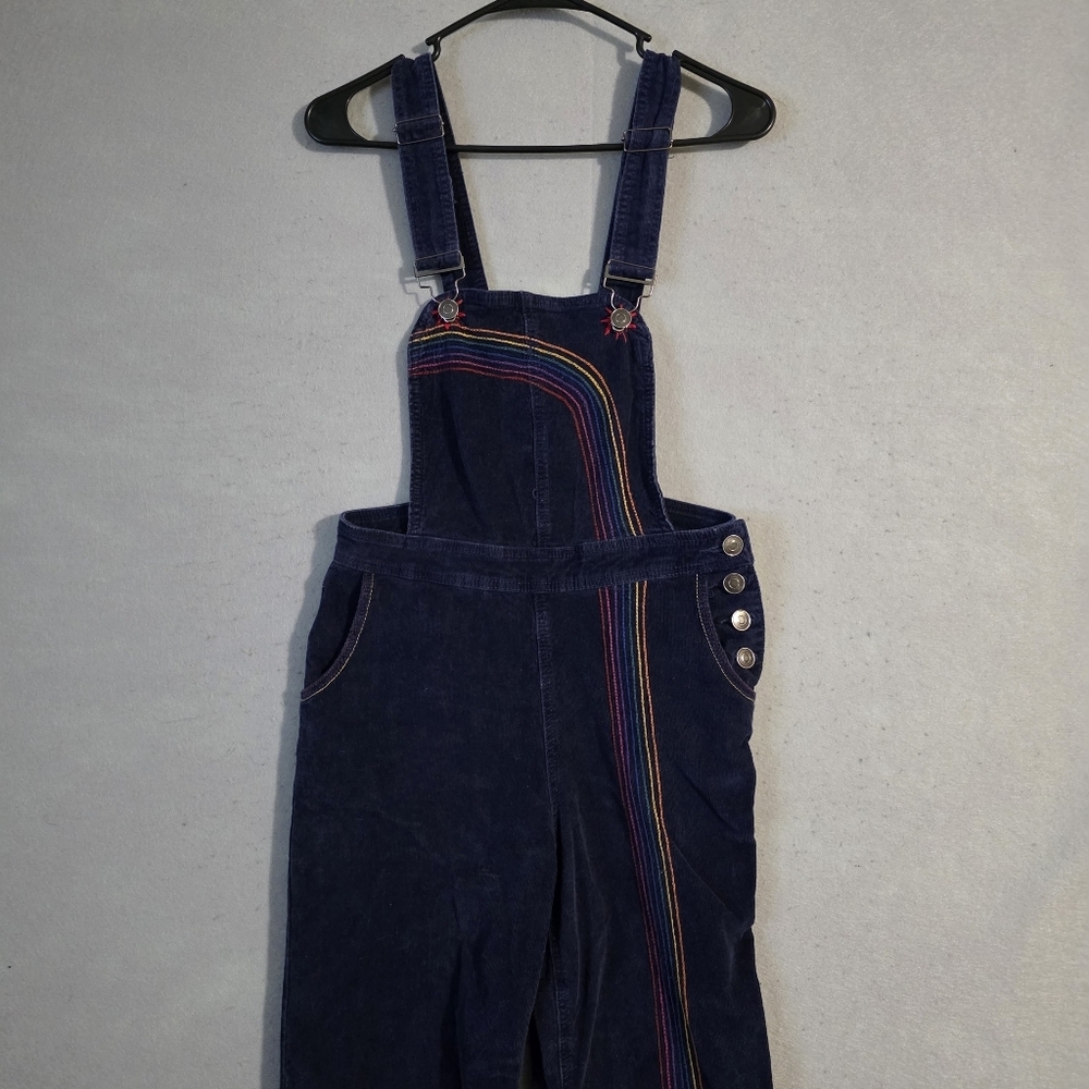 Modcloth Womens Rainbow With Me Corduroy Denim Overalls Size 8 - Picture 6 of 10